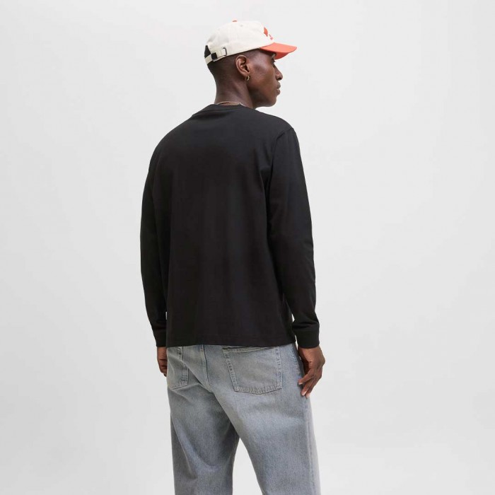 JACK & JONES JORNORREBRO EMB TEE LS CREW NECK BLACK