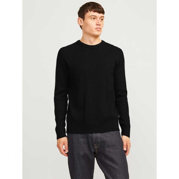 JACK & JONES JJEPERFECT KNIT CREW NECK LN BLACK