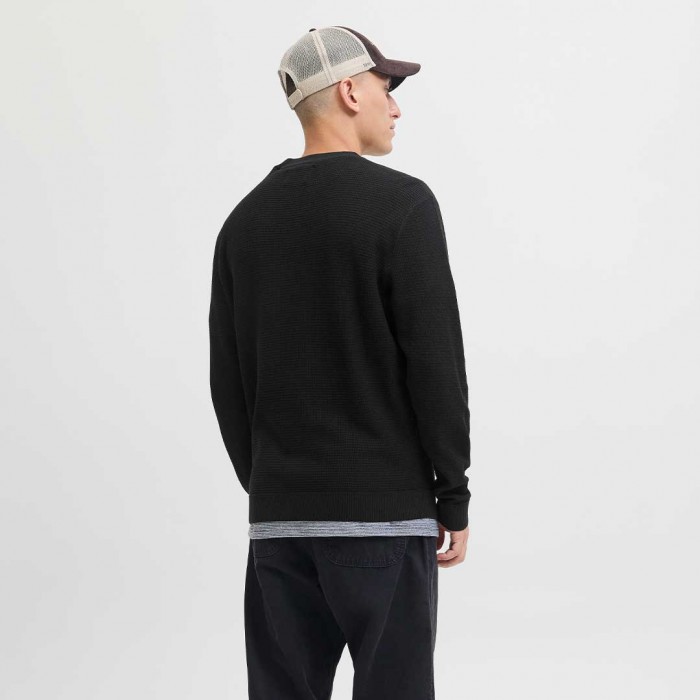 JACK & JONES JCOTIER KNIT CREW NECK BLACK