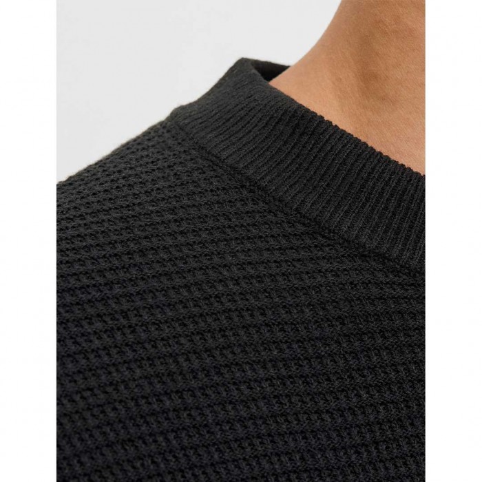 JACK & JONES JCOTIER KNIT CREW NECK BLACK