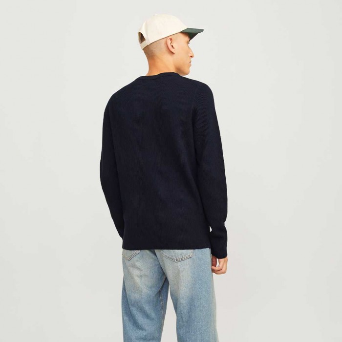 JACK & JONES JJEPERFECT KNIT CREW NECK LN DARK BLUE