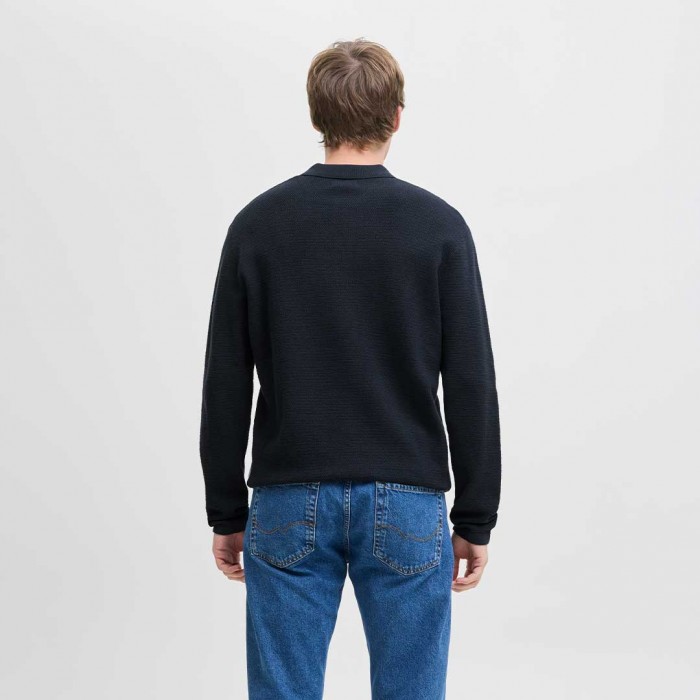 JACK & JONES JJEGEORGE KNIT POLO LS SN BLUE
