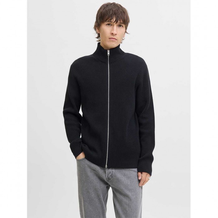 JACK & JONES JJEPERFECT KNIT ZIP CARDIGAN SN BLACK