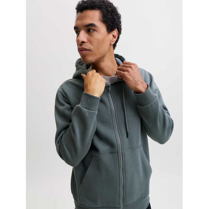 JACK & JONES  JJEBRADLEY SWEAT ZIP HOOD NOOS DARK GRAY