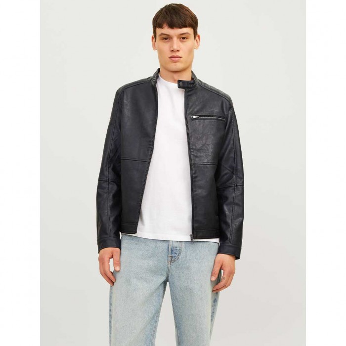 JACK & JONES  JCODYLAN PU BIKER JACKET NOOS BLACK