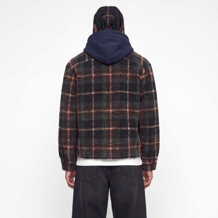 JACK & JONES JORBLEECKER TEDDY OVERSHIRT LS BLACK/RED