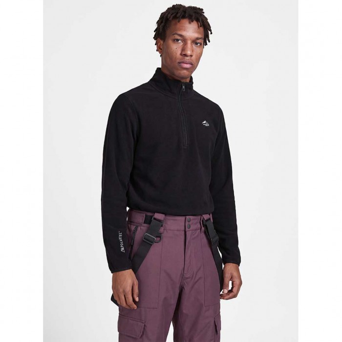 JACK & JONES  JJSTIGNES HIGH NECK HALF ZIP BLACK