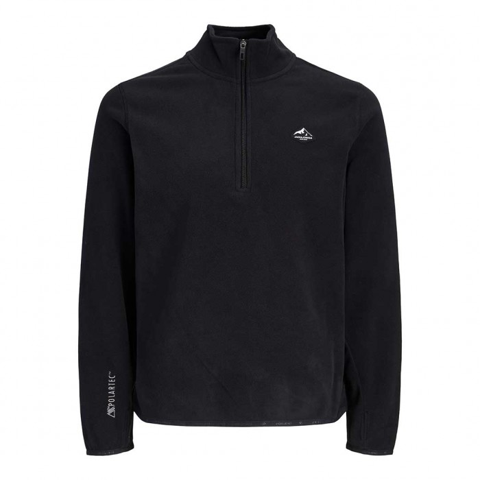 JACK & JONES  JJSTIGNES HIGH NECK HALF ZIP BLACK