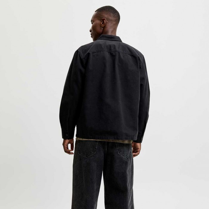 JACK & JONES JJECOLTON CANVAS OVERSHIRT LS SN BLACK
