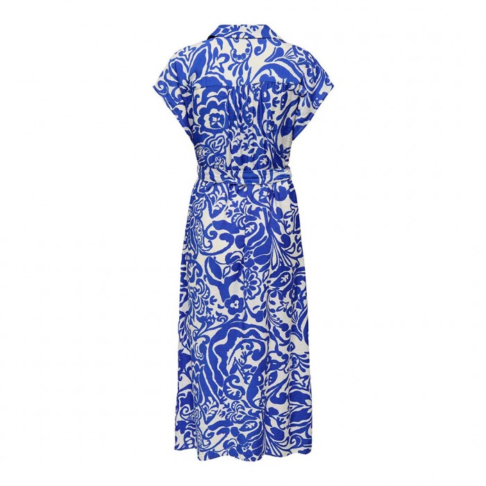 JDY JDYTROYA LIFE S/L MIDI DRESS WVN DIA BLUE/WHITE