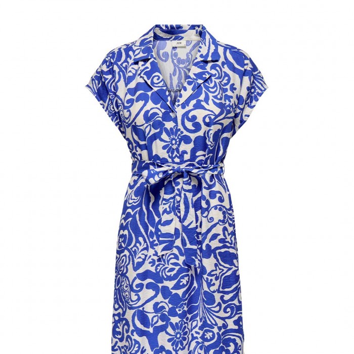 JDY JDYTROYA LIFE S/L MIDI DRESS WVN DIA BLUE/WHITE