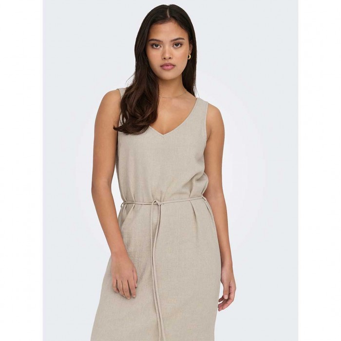 JDY JDYSAY S/L LINEN MAXI TIE DRESS WVN DIA BEIGE