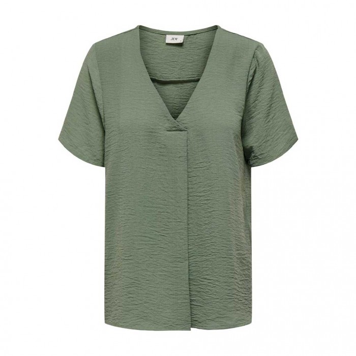 JDY JDYDIVYA LIFE S/S V-NECK TOP WVN DIA GREEN