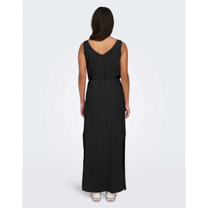 JDY JDYSAY S/L LINEN MAXI TIE DRESS WVN DIA BLACK