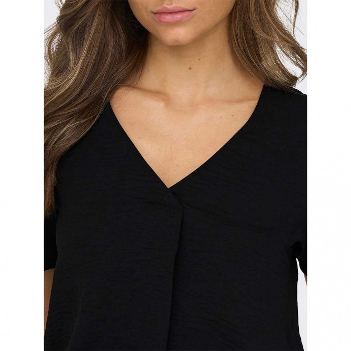 JDY JDYDIVYA LIFE S/S V-NECK TOP WVN DIA BLACK