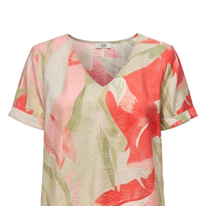 JDY JDYCAMILLE S/S V-NECK TOP WVN FLORAL