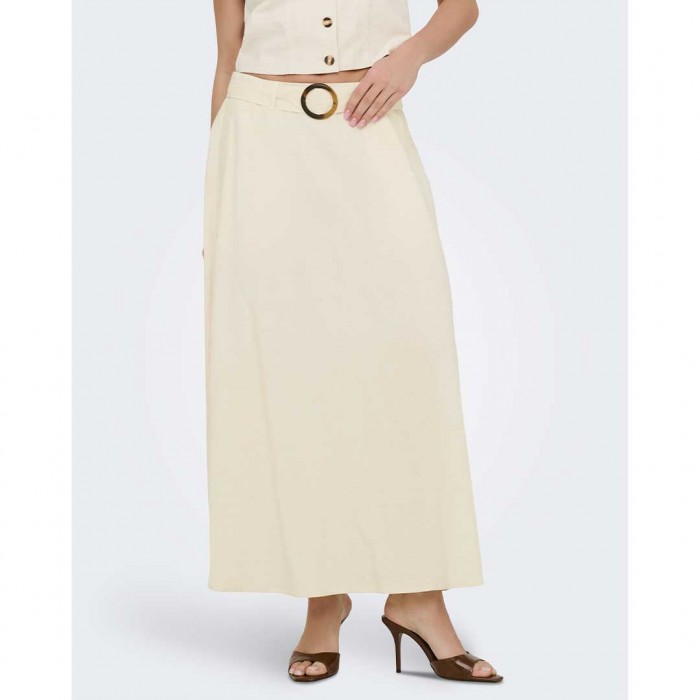JDY JDYMILAN LINEN HW BELTED SKIRT WVN NOOS ECRU