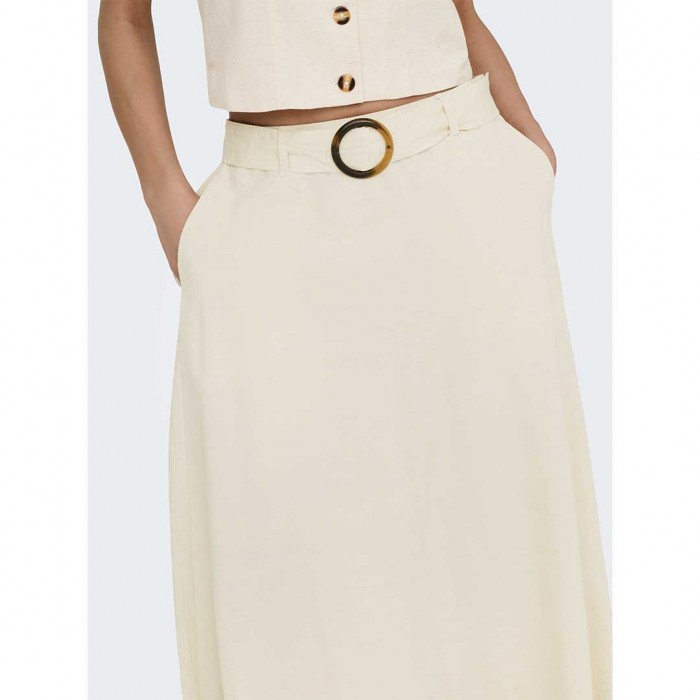 JDY JDYMILAN LINEN HW BELTED SKIRT WVN NOOS ECRU