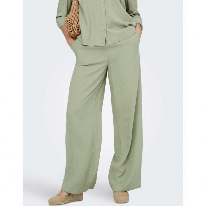 JDY JDYCAYA LINEN MW PANT WVN NOOS GREEN