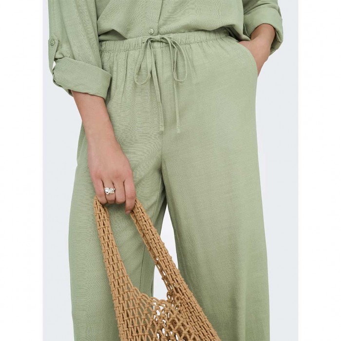 JDY JDYCAYA LINEN MW PANT WVN NOOS GREEN