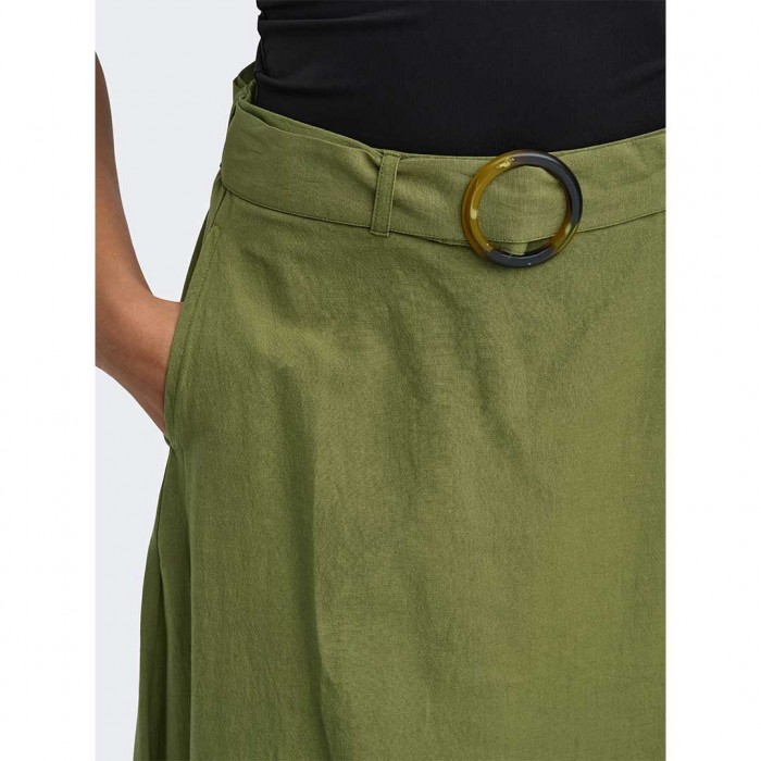 JDY JDYMILAN LINEN HW BELTED SKIRT WVN NOOS GREEN