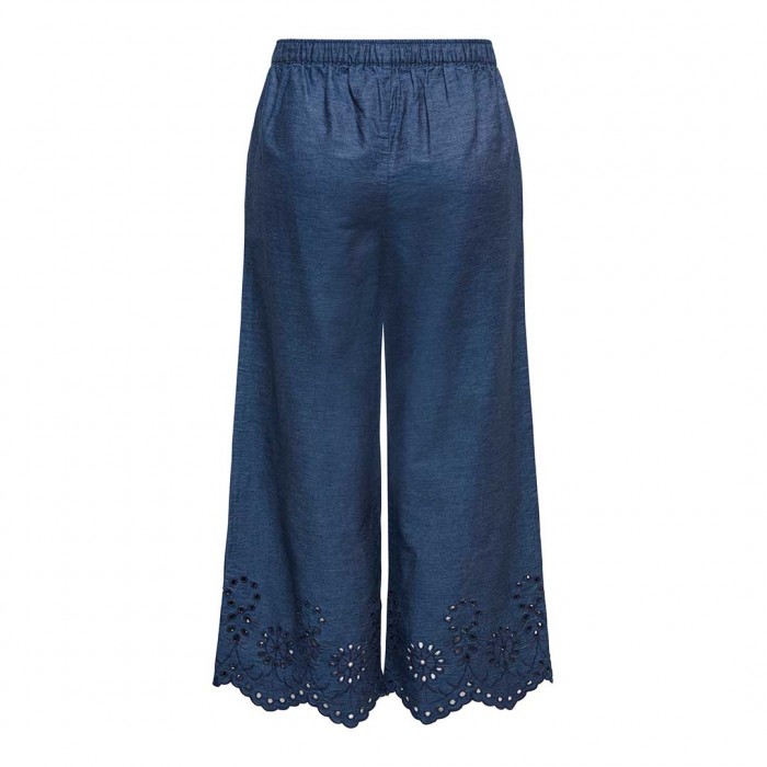 JDY JDYMARGOT BILLE HW EMBR ANK PANT WVN BLUE