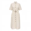 JDY JDYMILAN LINEN S/S MIDI DRESS WVN ECRU