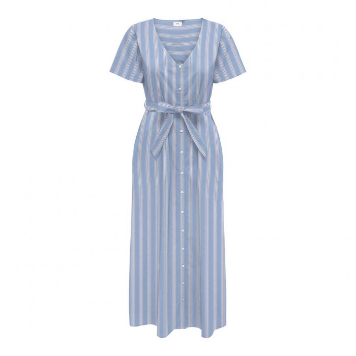 JDY JDYMIO S/S MAXI SHIRT DRESS WVN DIA BLUE