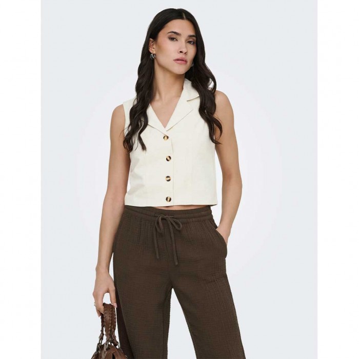 JDY JDYMILAN LINEN S/L WAISTCOAT WVN NOOS ECRU