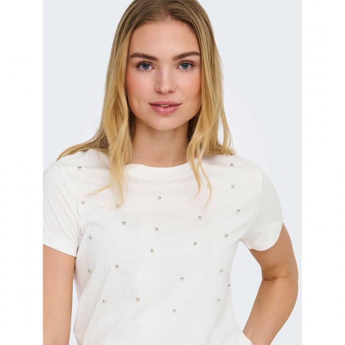 JDY JDYHESTER LIFE S/S STUD TOP JRS WHITE