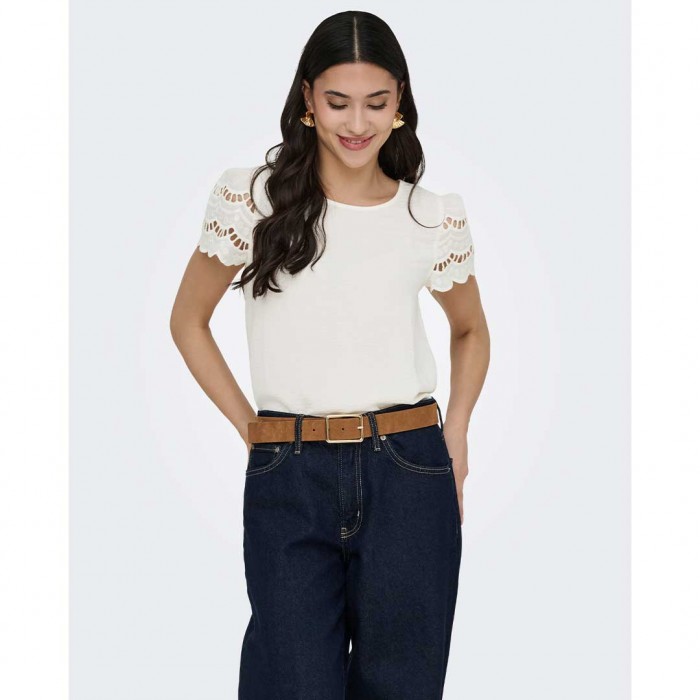 JDY JDYHANNAH S/S LACE TOP WVN WHITE