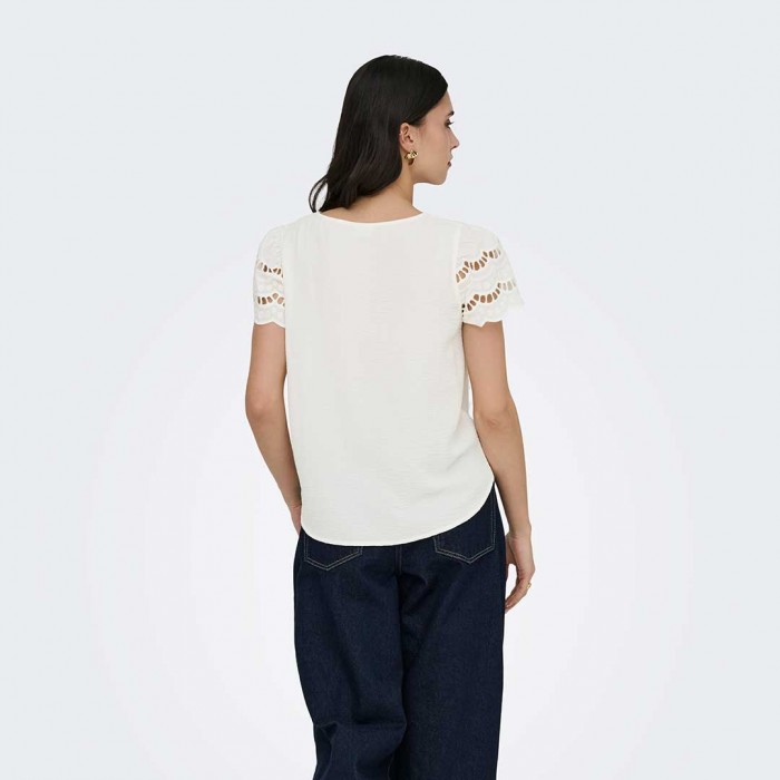 JDY JDYHANNAH S/S LACE TOP WVN WHITE JDY JDYHANNAH S/S LACE TOP WVN WHITE