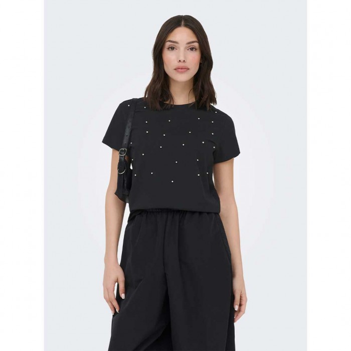JDY JDYHESTER LIFE S/S STUD TOP JRS BLACK