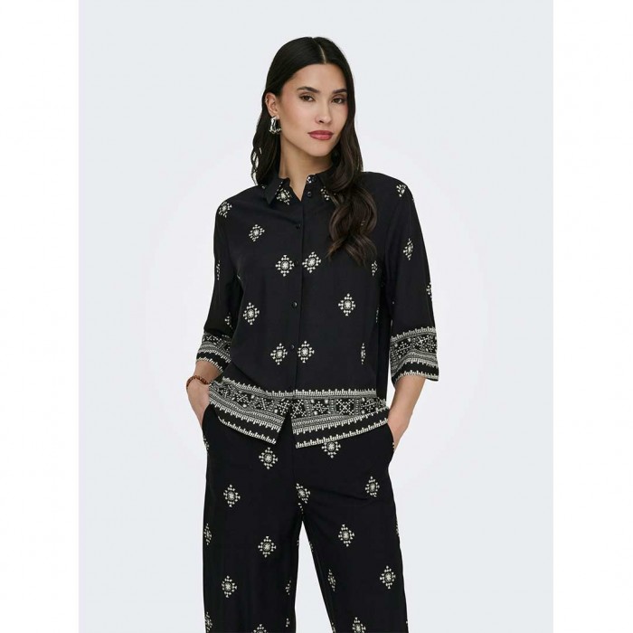 JDY JDYMAGGIE LIFE LOOSE 3/4 SHIRT WVN BLACK