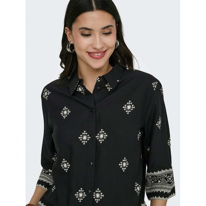 JDY JDYMAGGIE LIFE LOOSE 3/4 SHIRT WVN BLACK