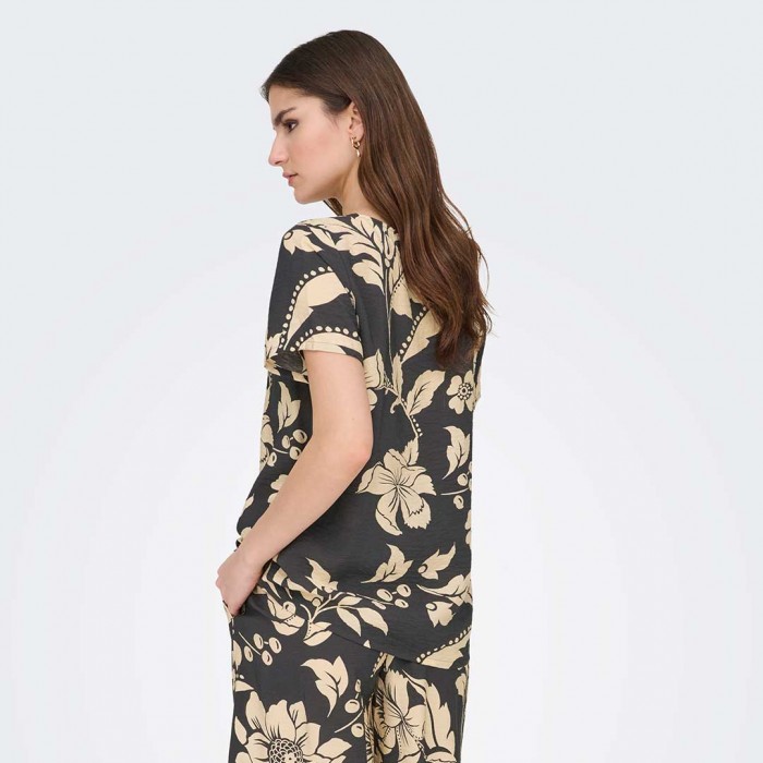 JDY JDYTROYA LIFE S/S O-NECK TOP WVN DIA GREY JDY JDYTROYA LIFE S/S O-NECK TOP WVN DIA GREY