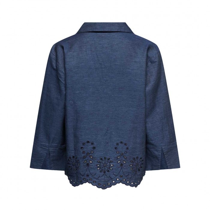 JDY JDYBILLE L/S CHAMBRAY EMBROIDERY TOP WVN BLUE