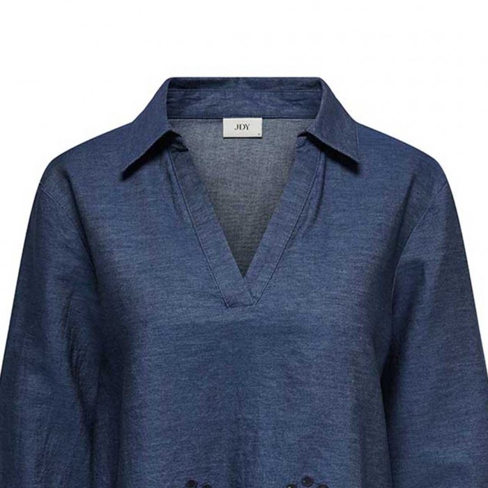 JDY JDYBILLE L/S CHAMBRAY EMBROIDERY TOP WVN BLUE