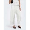 JDY JDYMARINA HW EMB. ANKLE PANT WVN WHITE