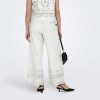 JDY JDYMARINA HW EMB. ANKLE PANT WVN WHITE