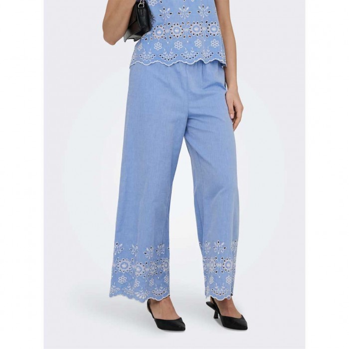 JDY JDYMARINA HW EMB. ANKLE PANT WVN CIEL