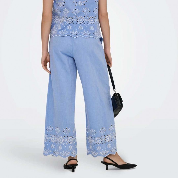 JDY JDYMARINA HW EMB. ANKLE PANT WVN CIEL JDY JDYMARINA HW EMB. ANKLE PANT WVN CIEL