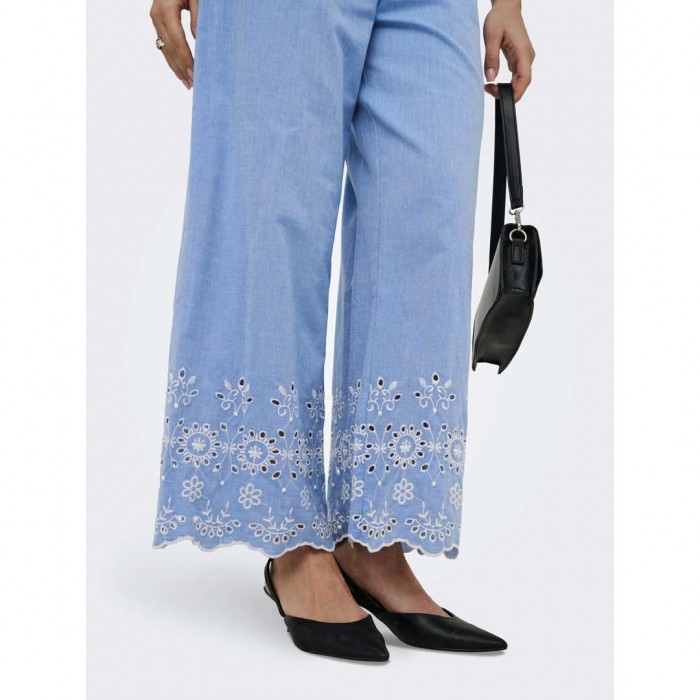 JDY JDYMARINA HW EMB. ANKLE PANT WVN CIEL