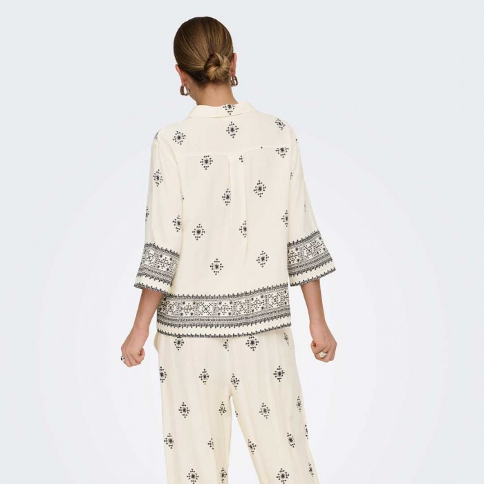 JDY JDYMAGGIE LIFE LOOSE 3/4 SHIRT WVN ECRU