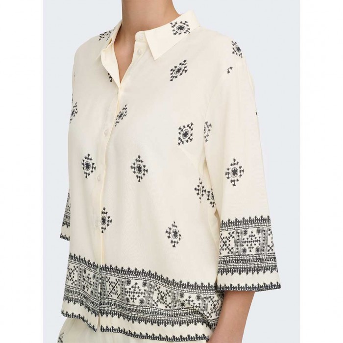 JDY JDYMAGGIE LIFE LOOSE 3/4 SHIRT WVN ECRU