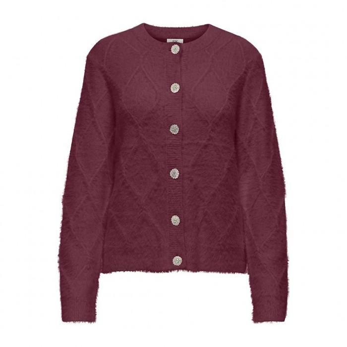 JDY JDYJAYLA L/S O-NECK CARDIGAN KNT BORDO
