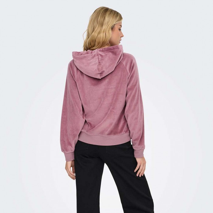 JDY JDYVIDA L/S VELVET HOODIE TOP JRS DIA ROSE BROWN