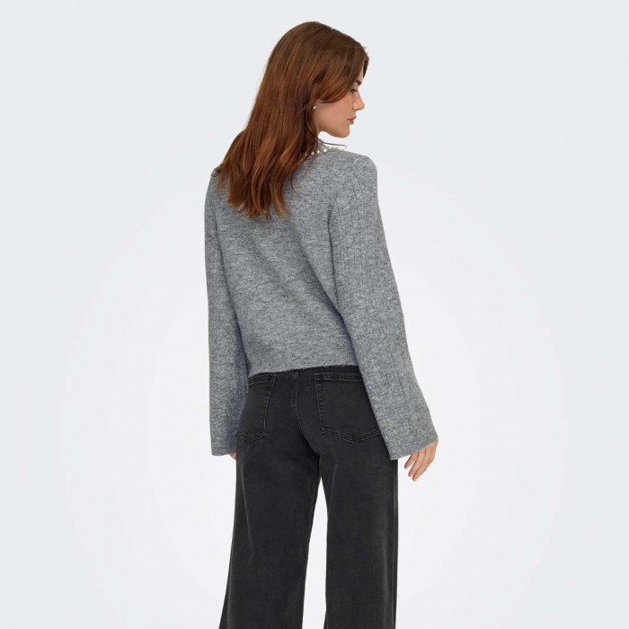 JDY JDYAPRIL LIFE L/S PEARL COLLAR PULL KNT GREY