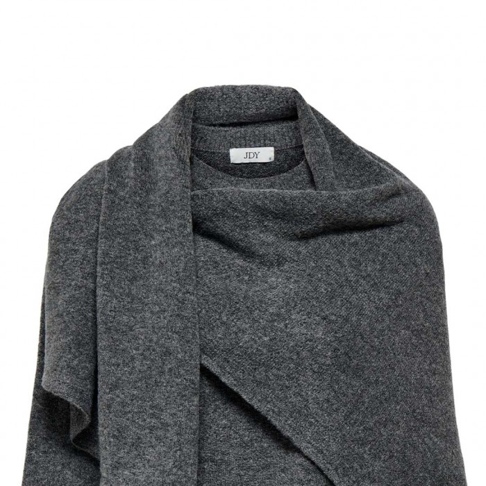 JDY JDYANDREA L/S O-NECK SCARF PULLOVER KNT DAR GREY