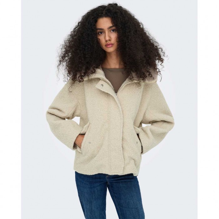 JDY JDYNEVADA BOUCLE HOOD JACKET OTW HAB BEIGE